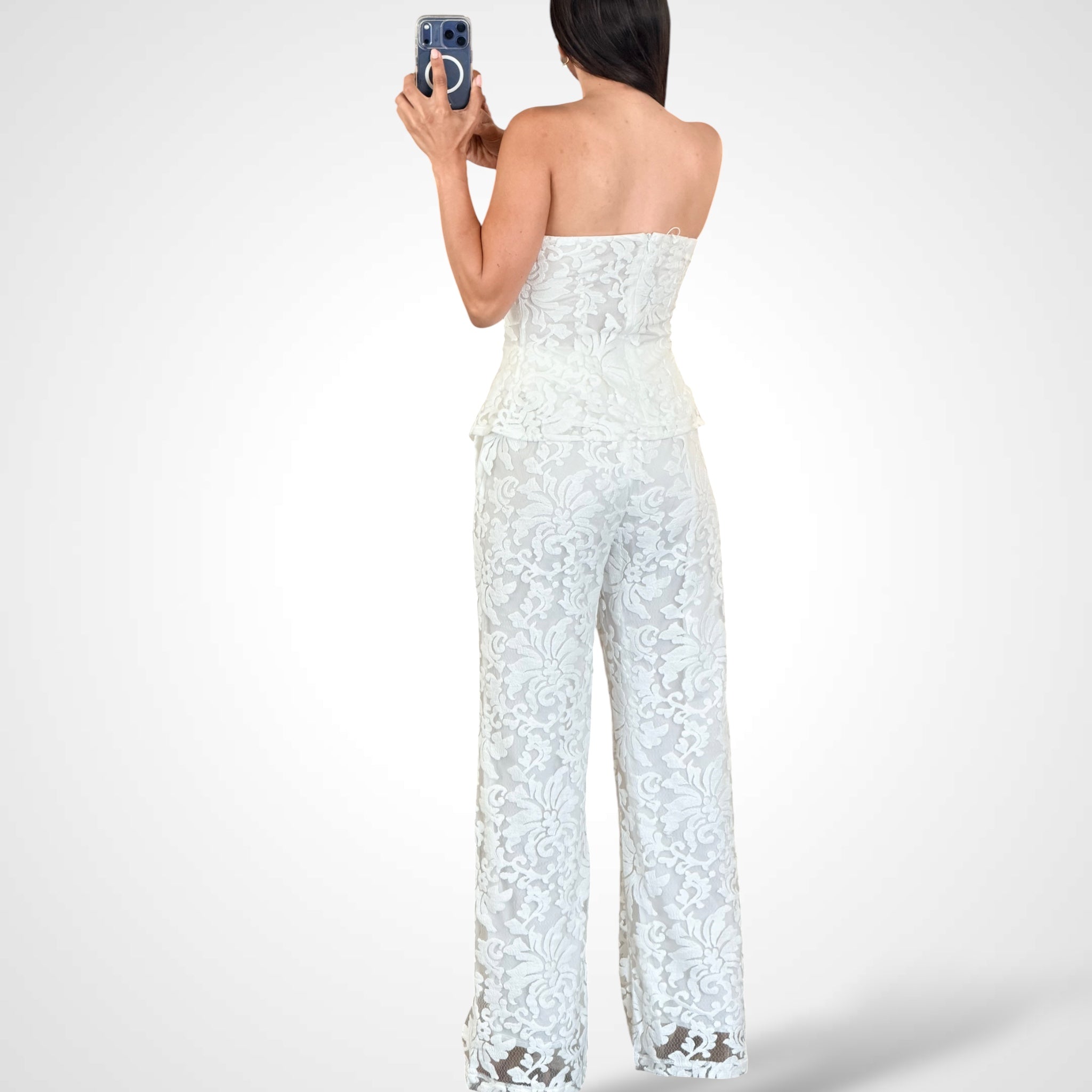 White Strapless Matching Set•-3