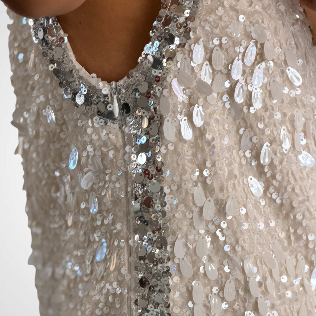 Cream Sequin Mini Dress-4