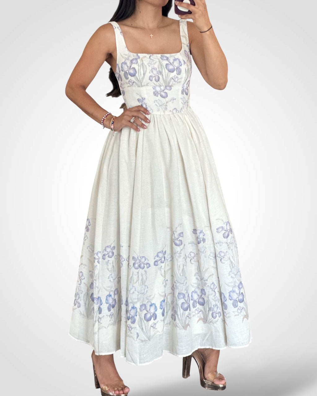 Printed bustier Midi Dress