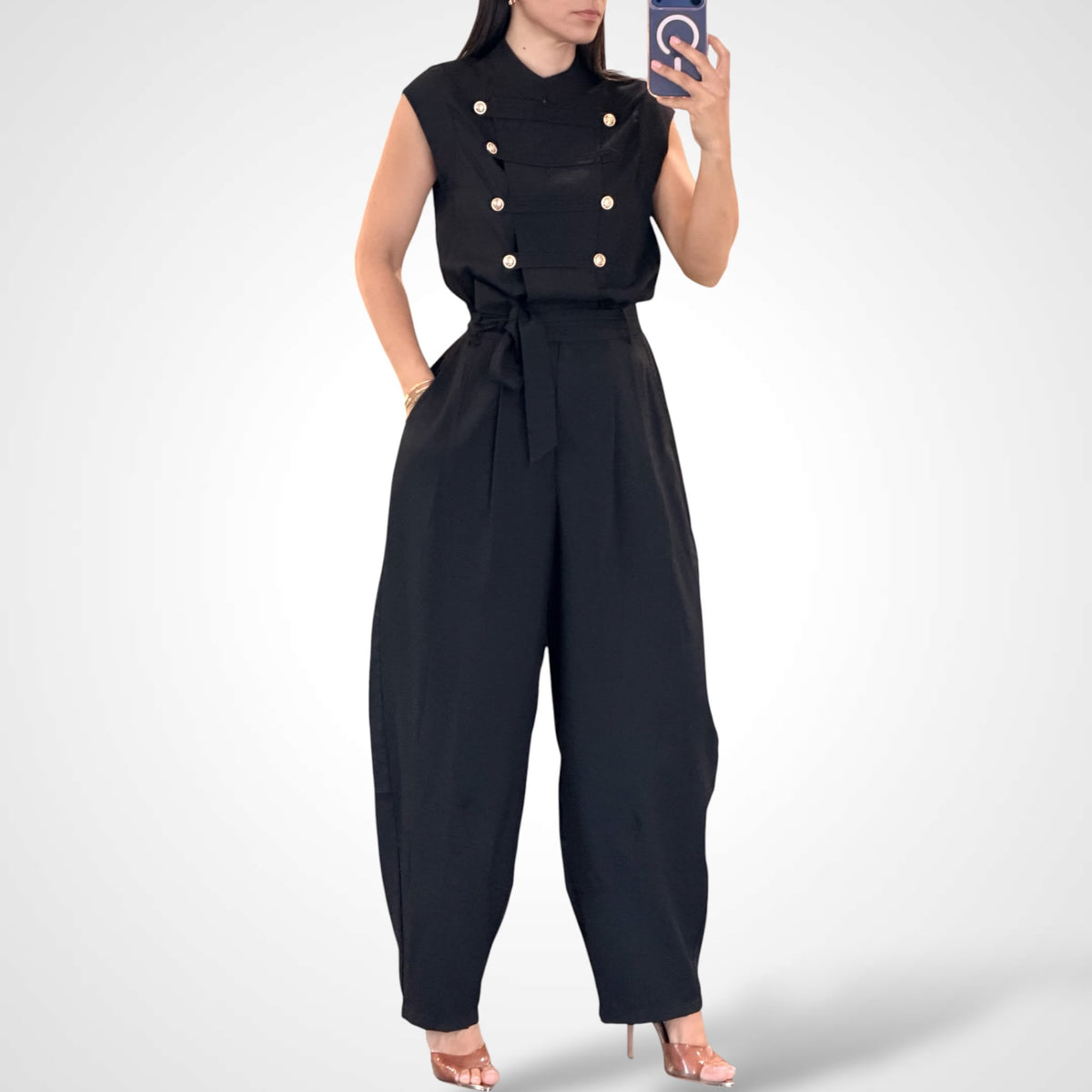 (PRE-ORDEN) Milano Gold Button Jumpsuit-1