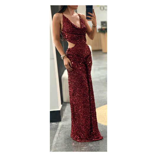 BURGUNDY ELEGANT MAXI DRESS