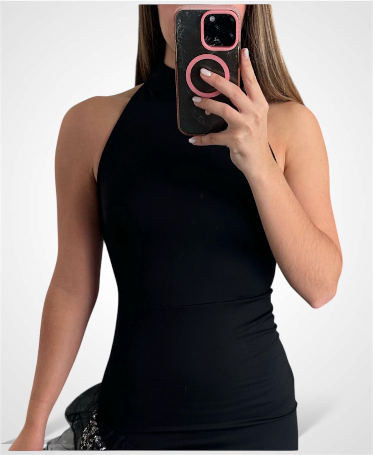 SEQUIN RUFFLE ASSYM DRESS