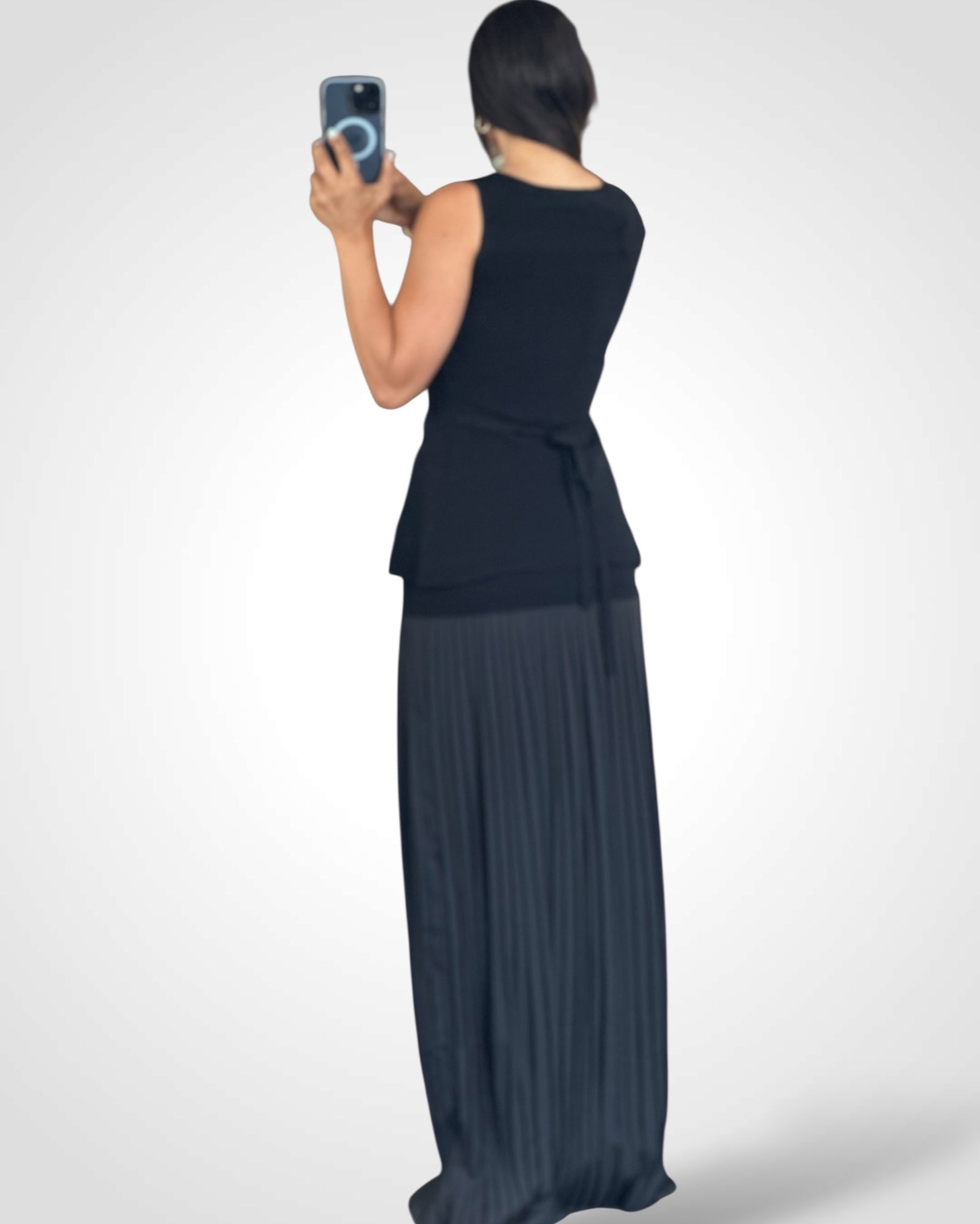 BLACK RIBBED SKIRT SET