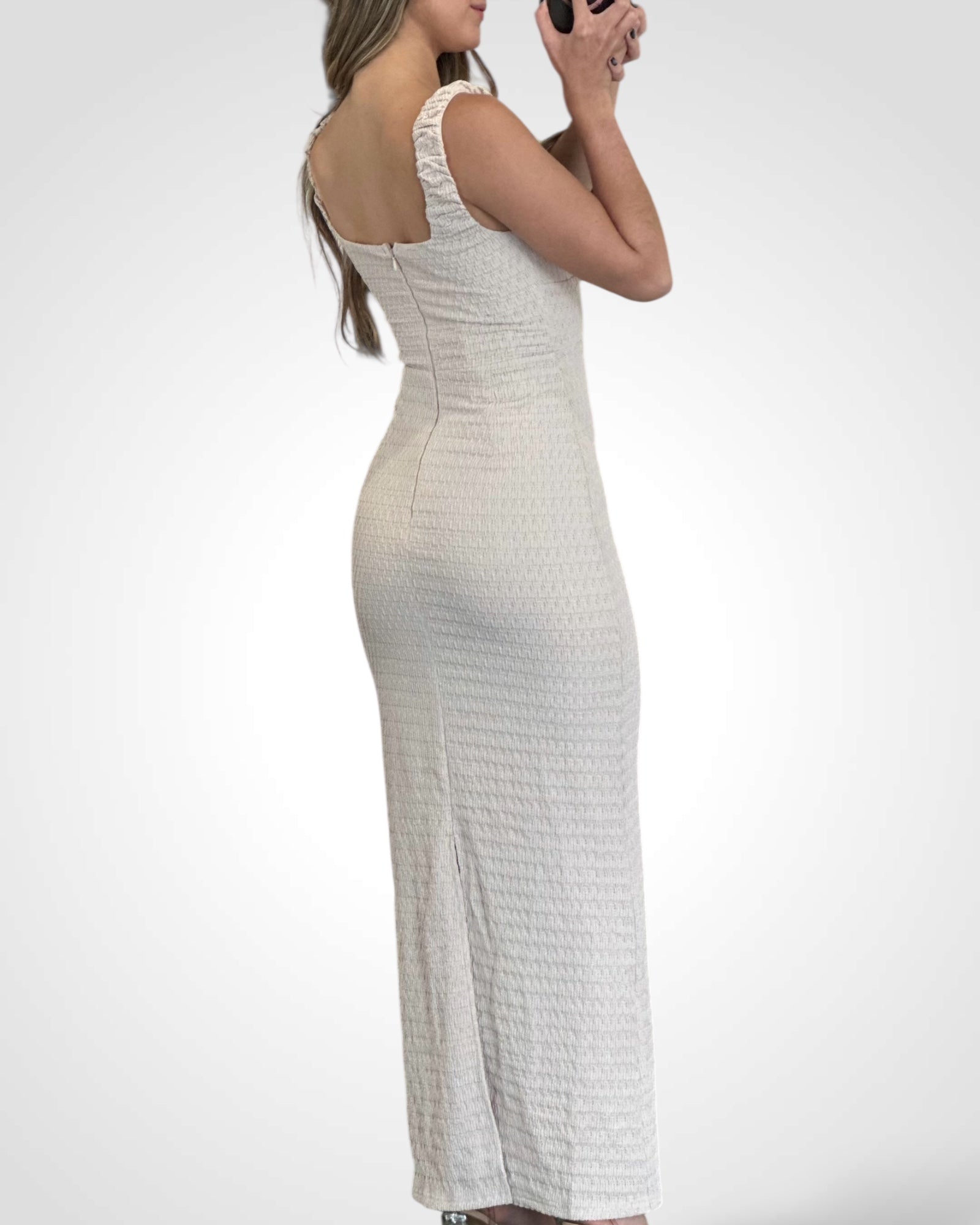 Crinkle Fabric Bodycon Maxi Dress