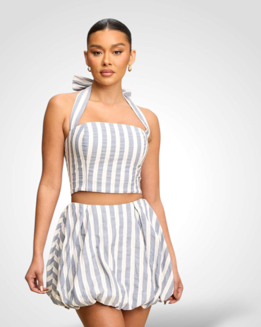 STRIPE BUBBLE SKIRT SET