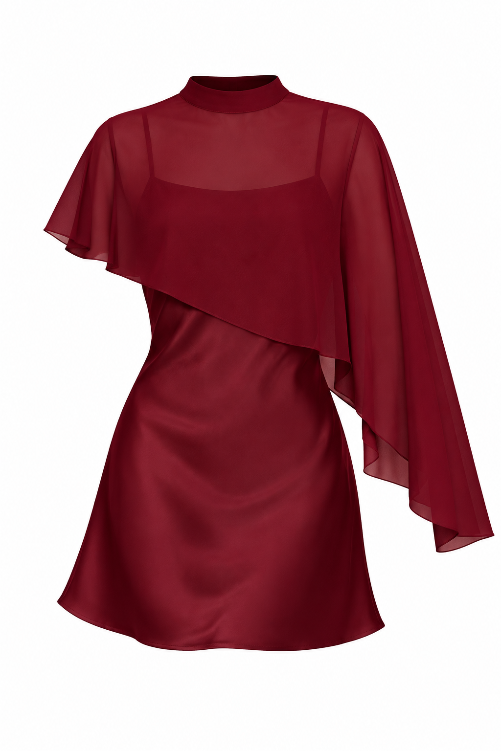 Wine Cape Mini Dress-4