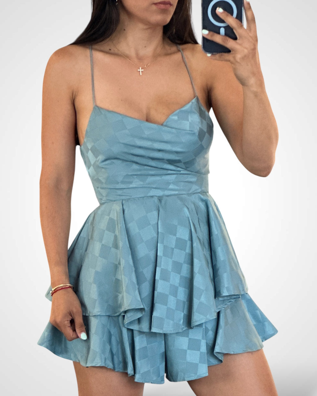 SATIN CAMI ASYMMETRIC MINI ROMPER