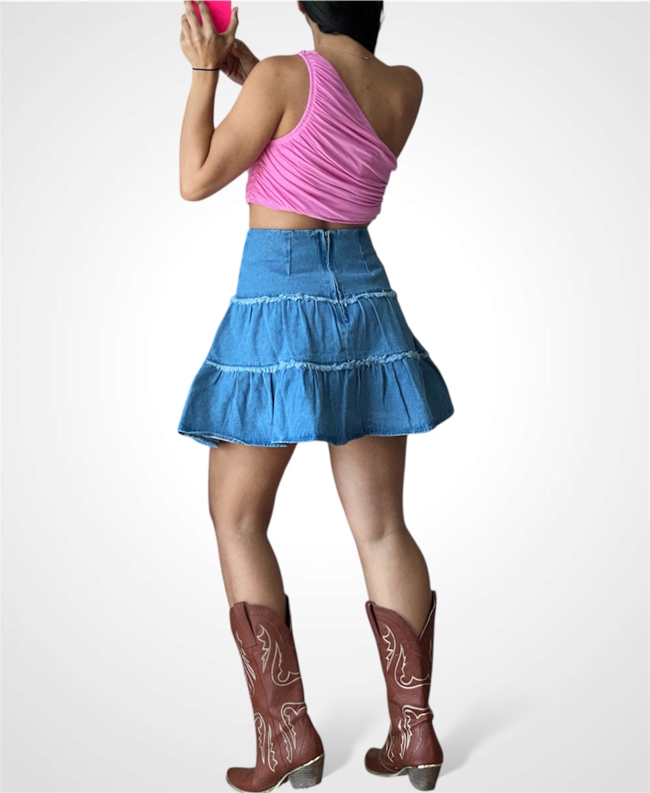 One shoulder Pink Crop