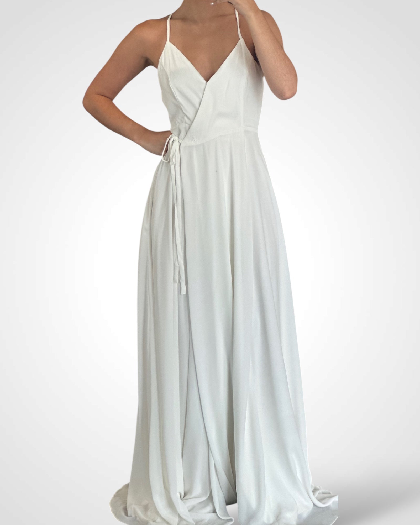 Sleeveless Surplice Self Tie Maxi Dress