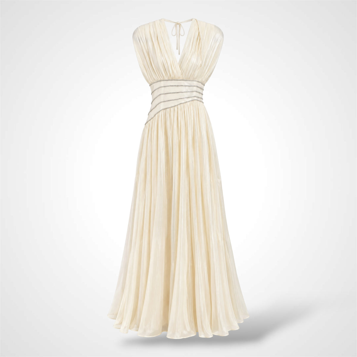 Champagne Rhinestone Maxi Dress-3