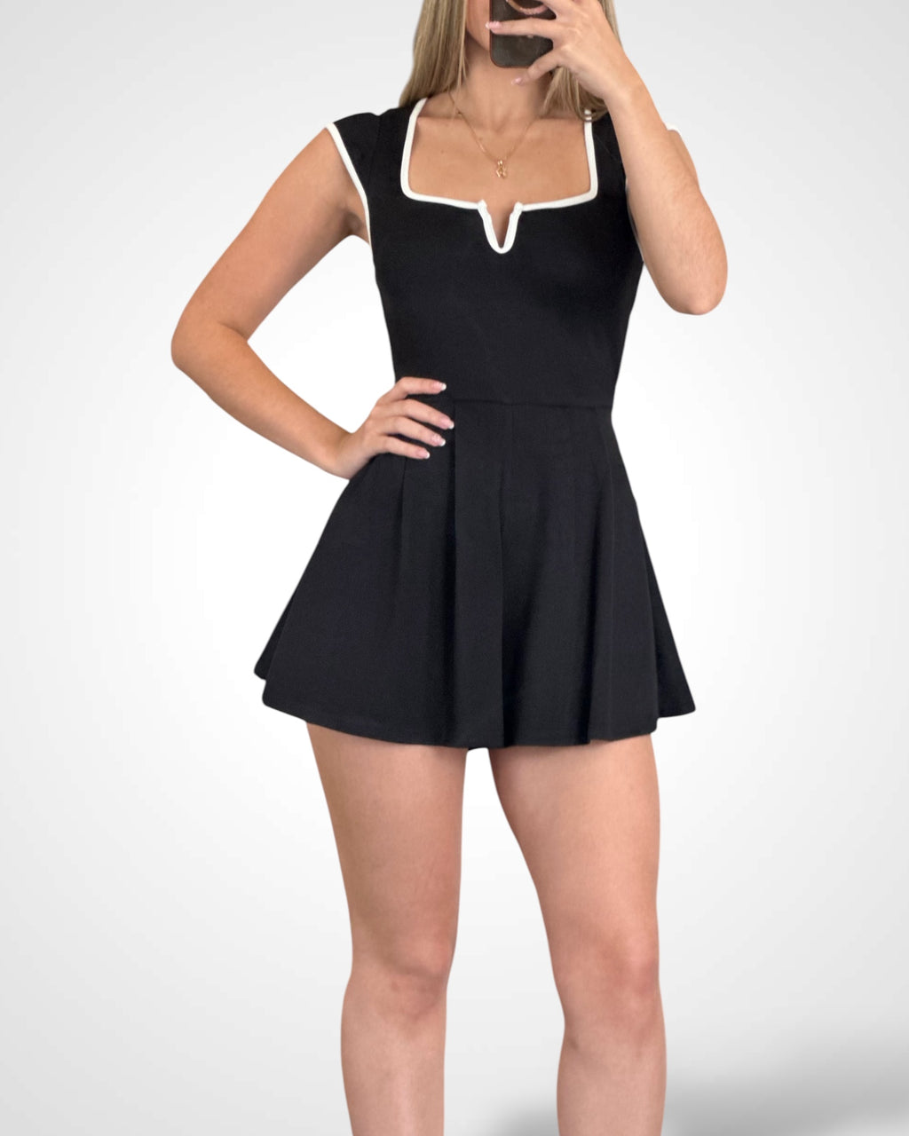 SCUBA SQUARE NECKLINE ROMPER
