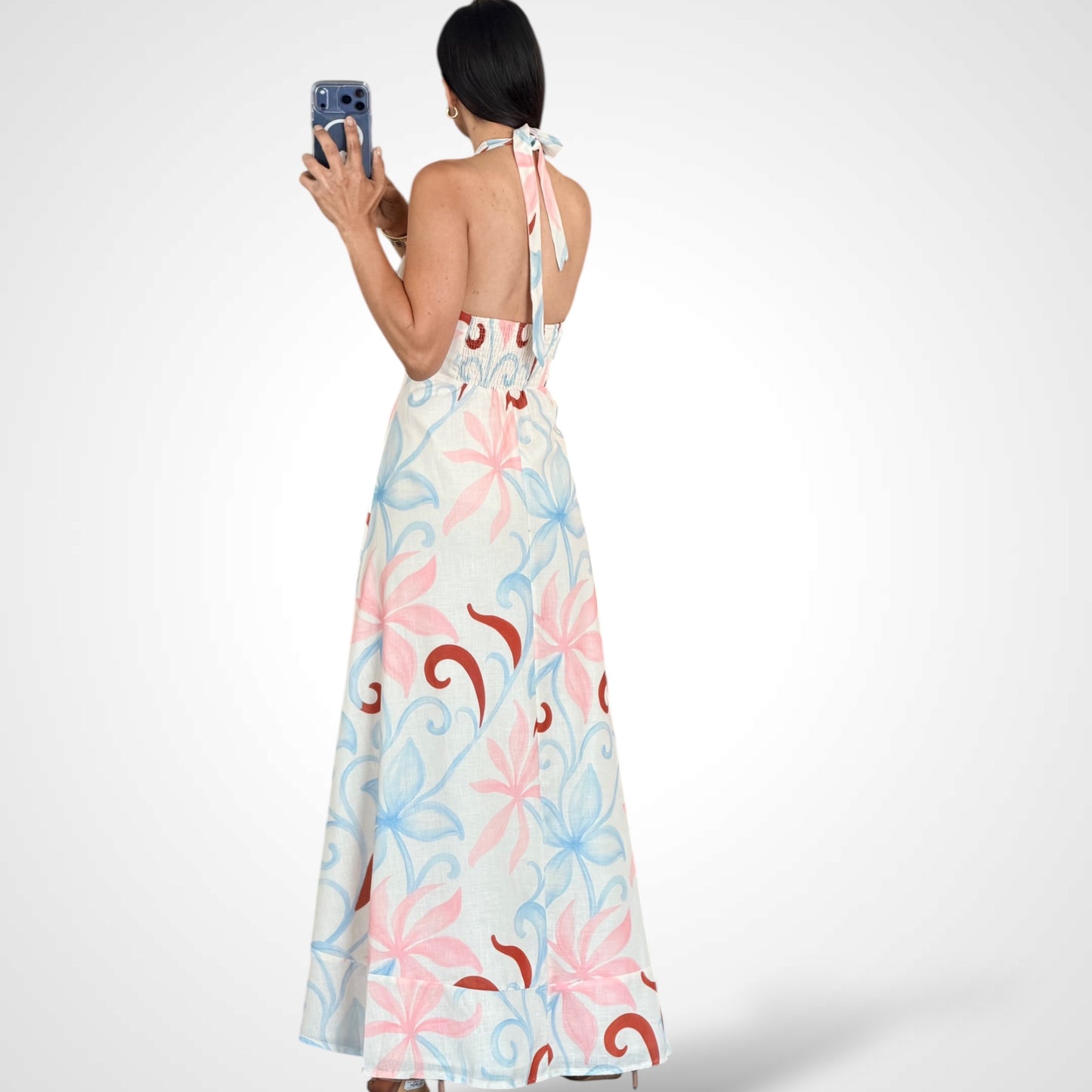Halter Abstract Midi Dress