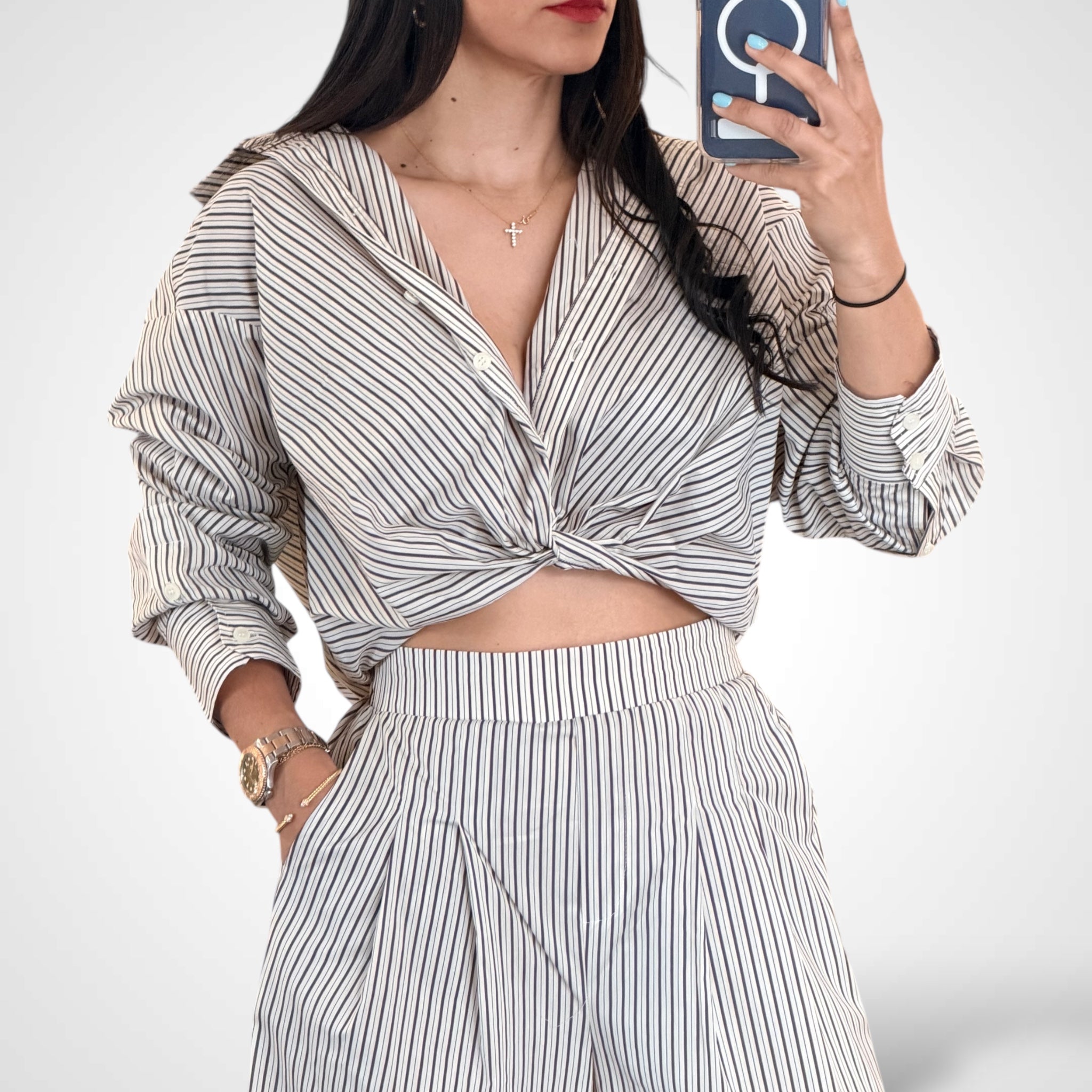 Pin Stripe Shirts and Pants Set•-2