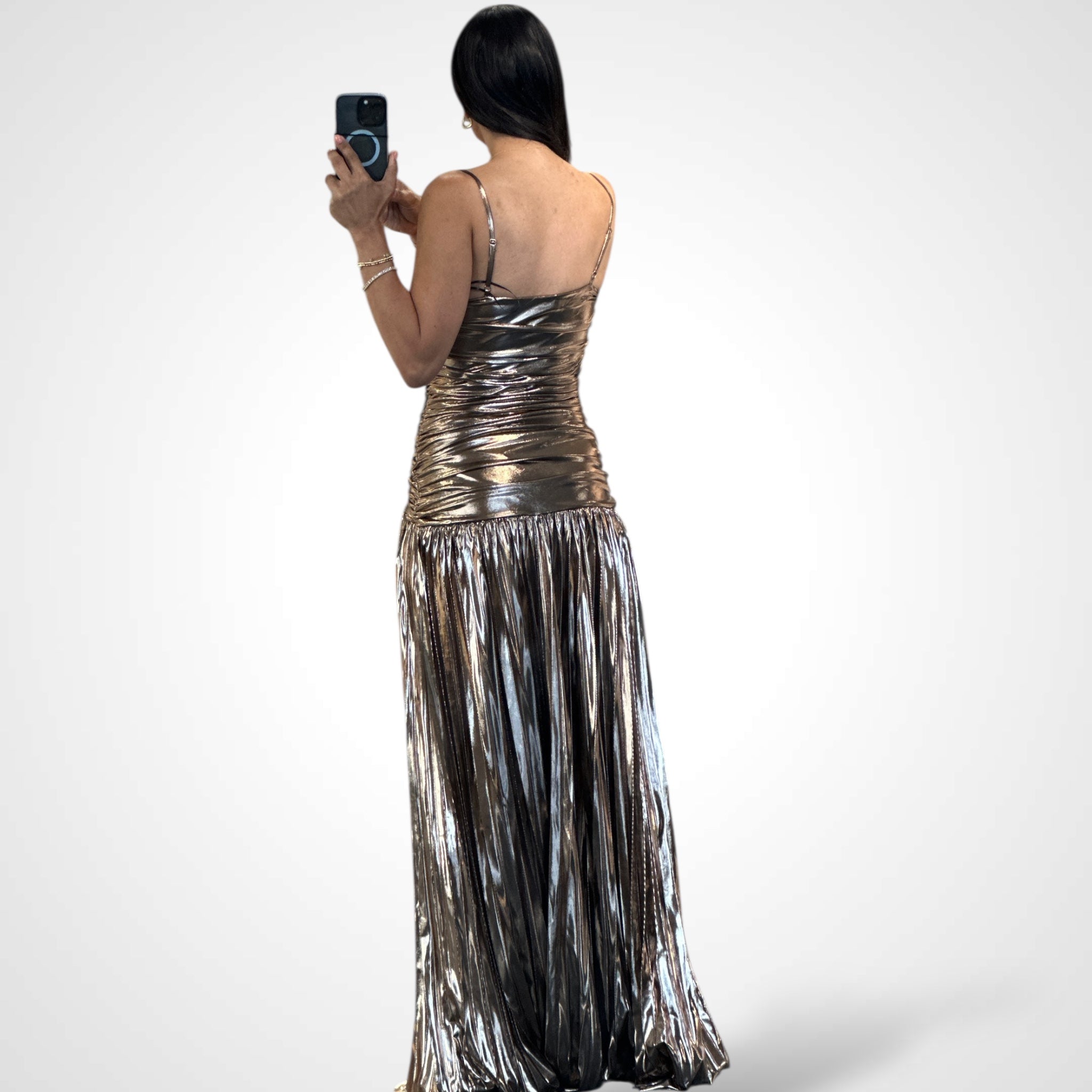 METALLIC MAXI DRESS•-3