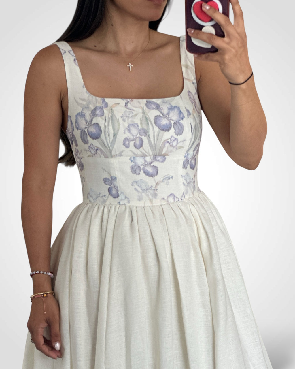 Printed bustier Midi Dress