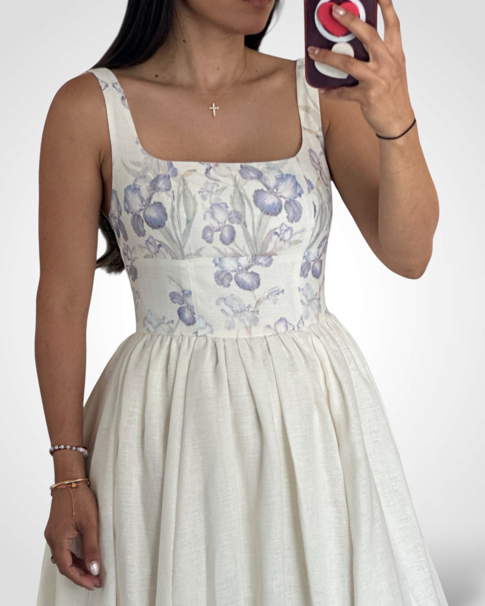 Printed bustier Midi Dress