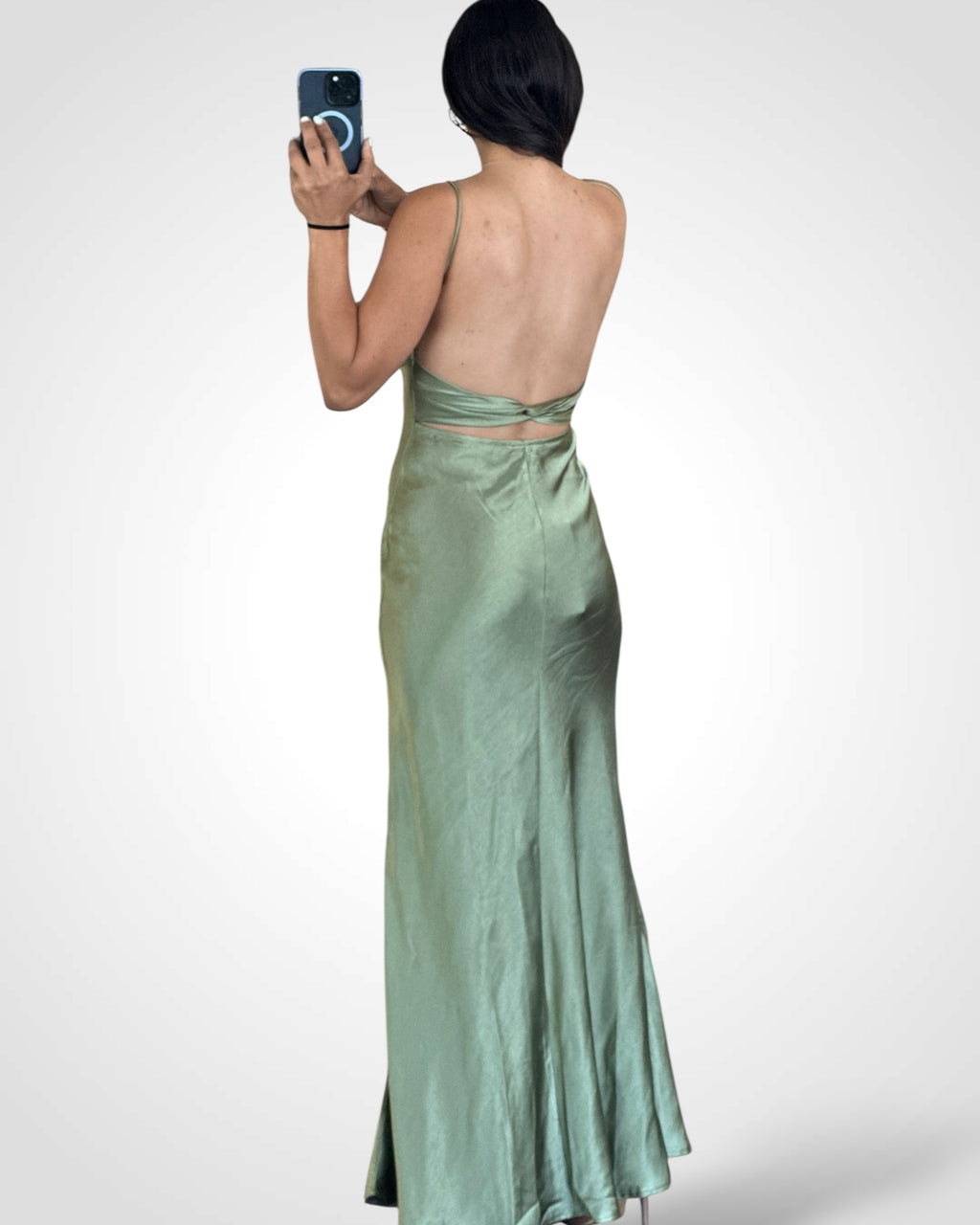 OLIVE SATIN MAXI DRESS