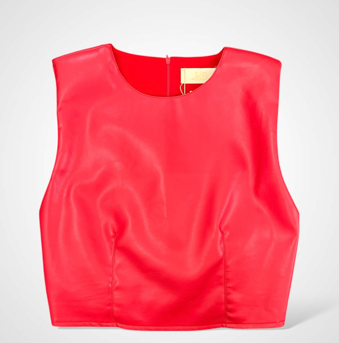 RED LEATHER TOP