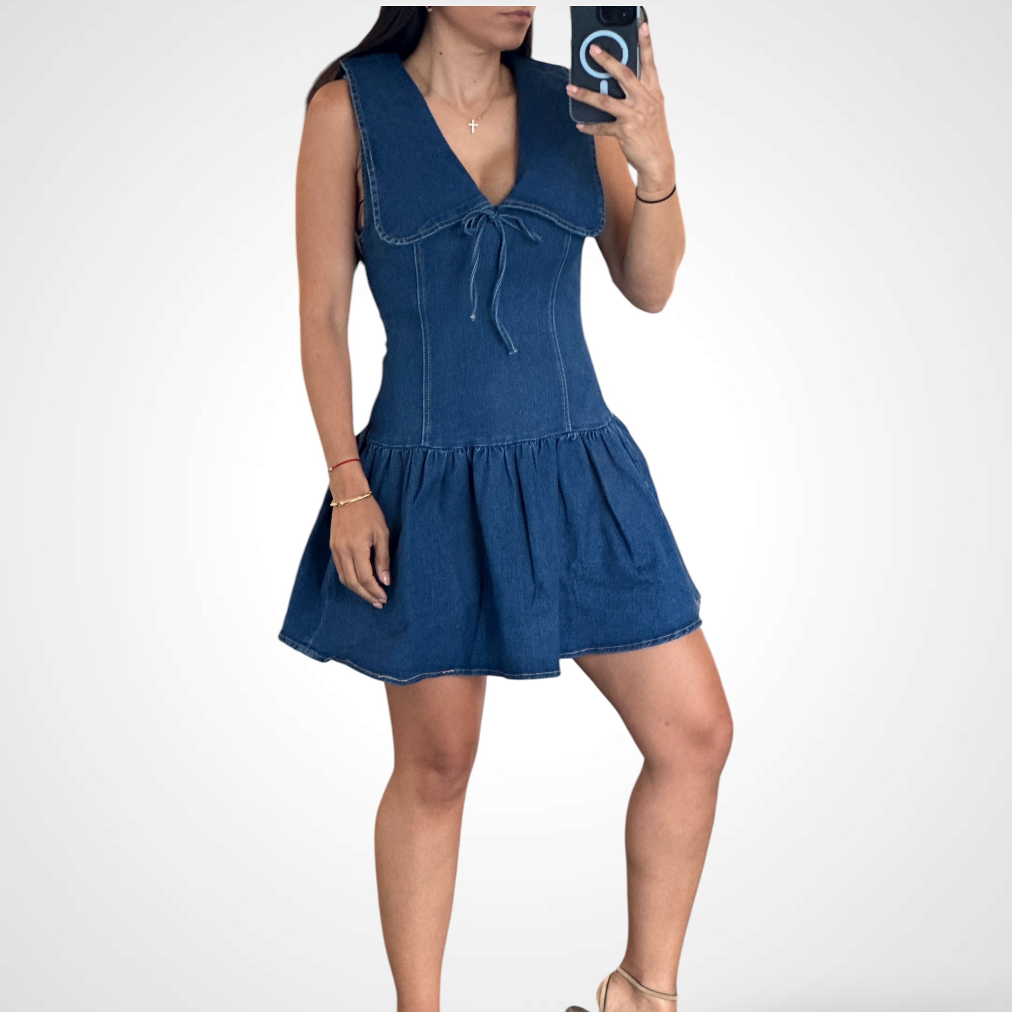 Denim Bib Mini Dress