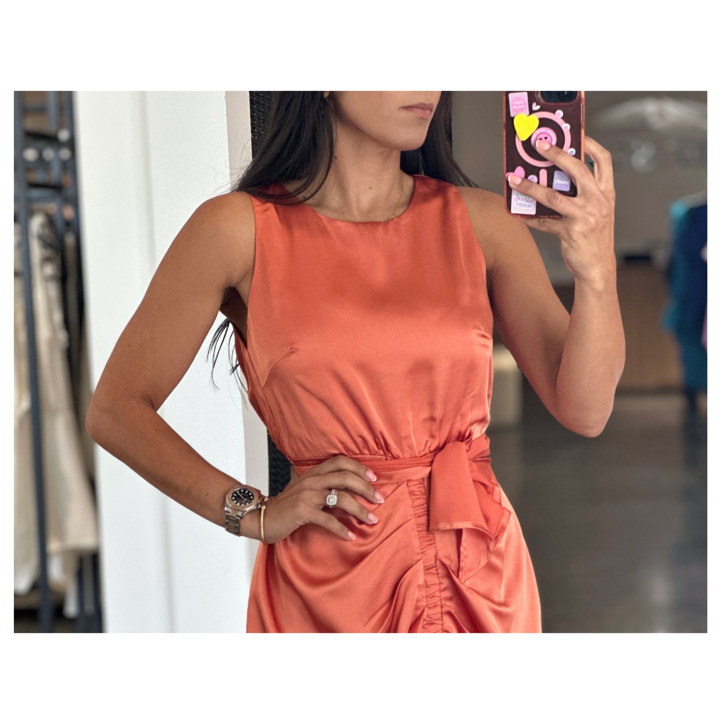 TIGGER LILY FRONT SHIRRING DETAIL MIDI DRESS