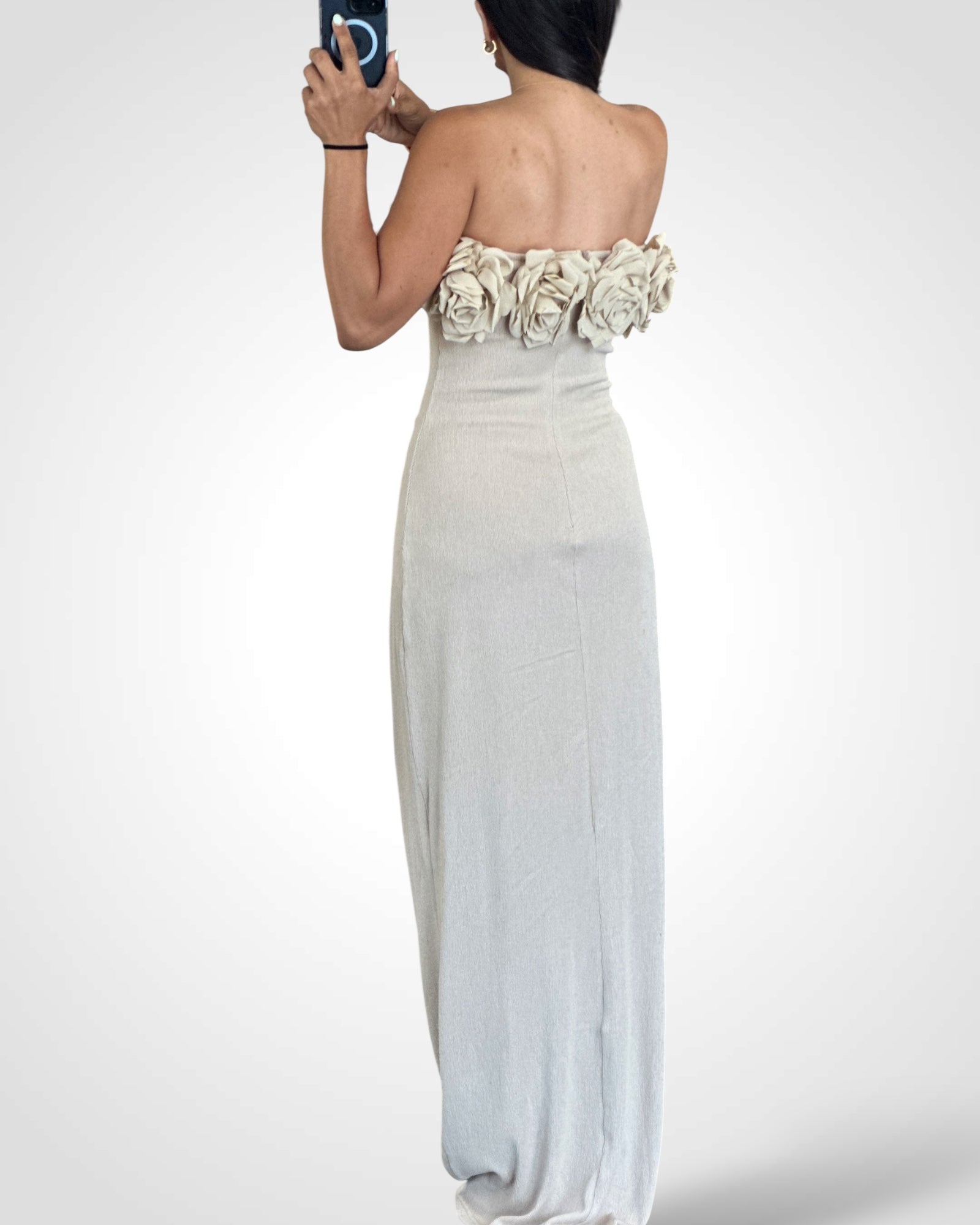 Natural Rose Bandeau Bodycon Dress•-3