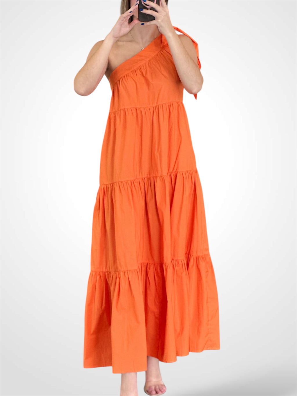 ONE SHOULDER TIERED POCKETS MAXI DRESS