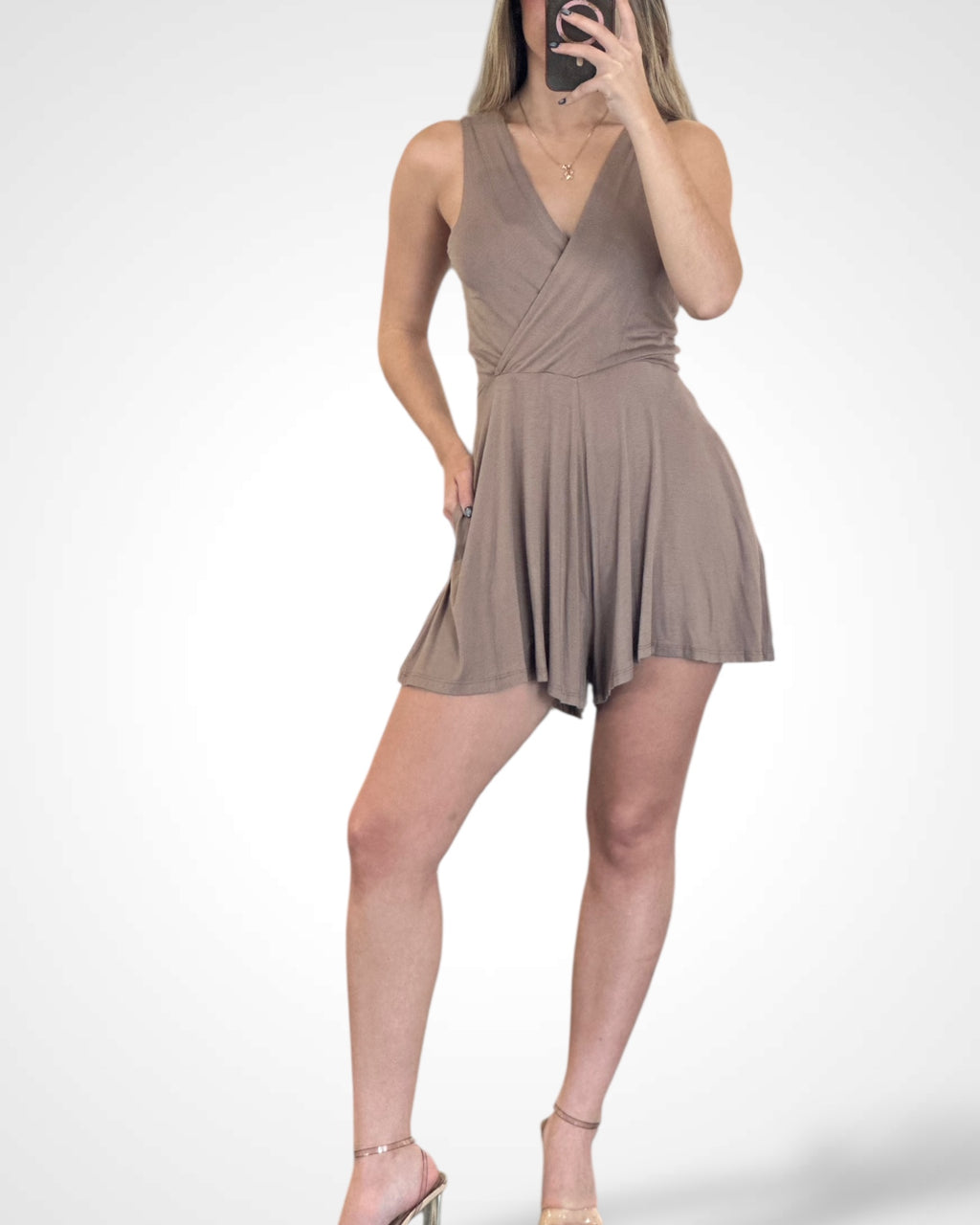 V NECK SLEEVELESS WRAP ROMPER