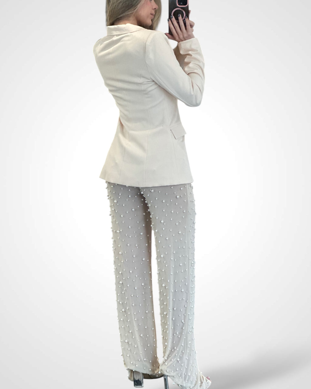 BLAZER & PEARL EMBELLISHED PANT SET