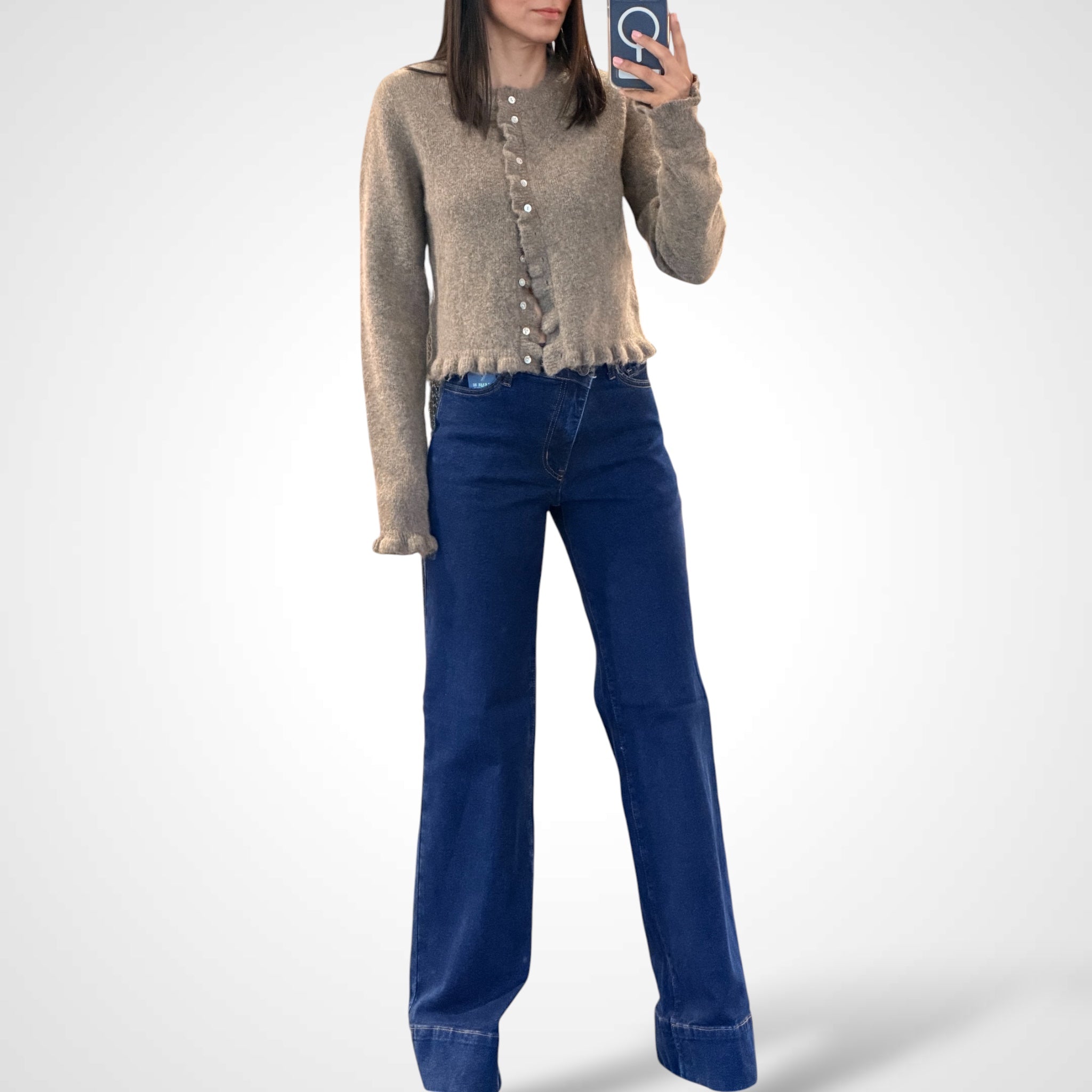 RUFFLED LONG SLEEVES CARDIGAN TOP-2