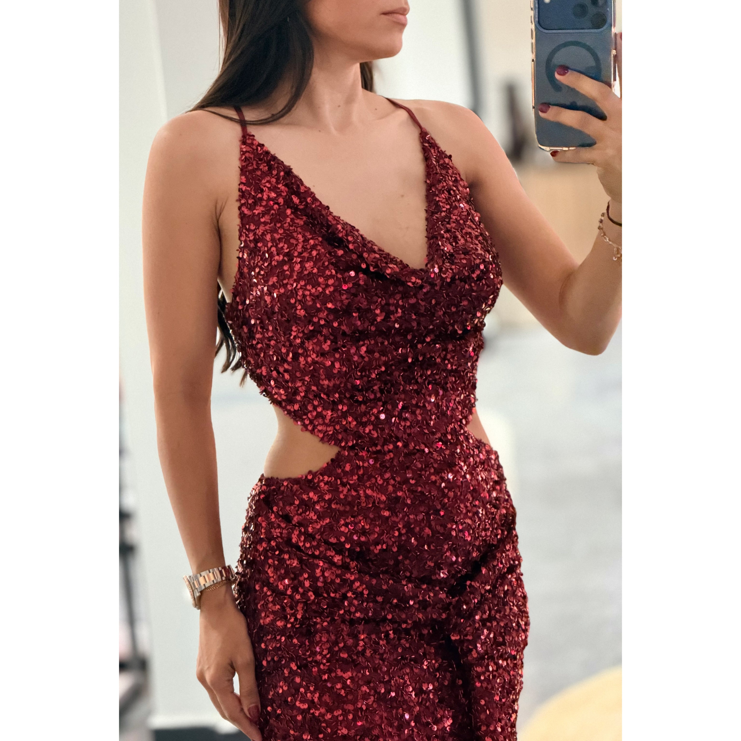 BURGUNDY ELEGANT MAXI DRESS•-2