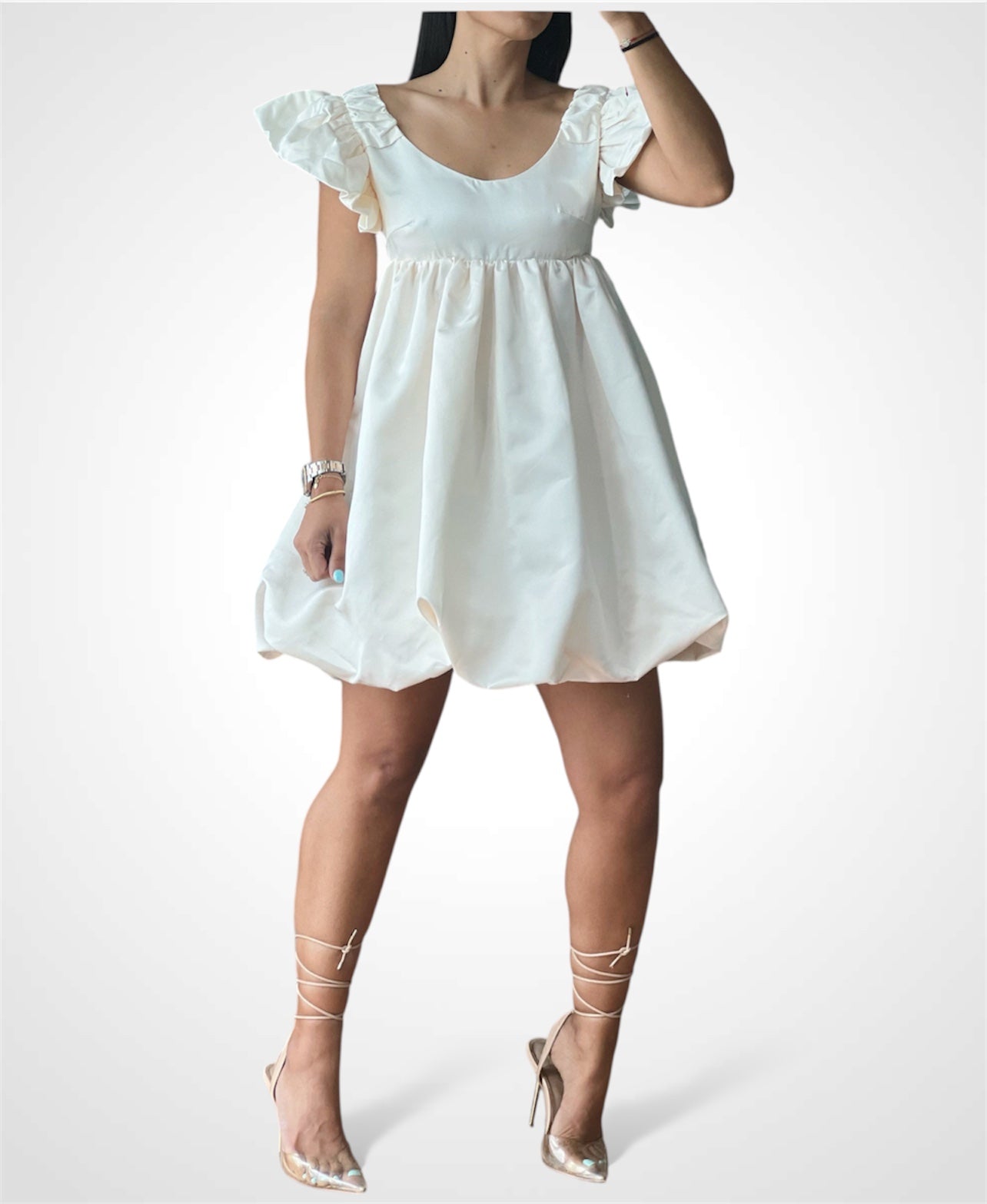 Ruffle Satin Faille Dress•-2