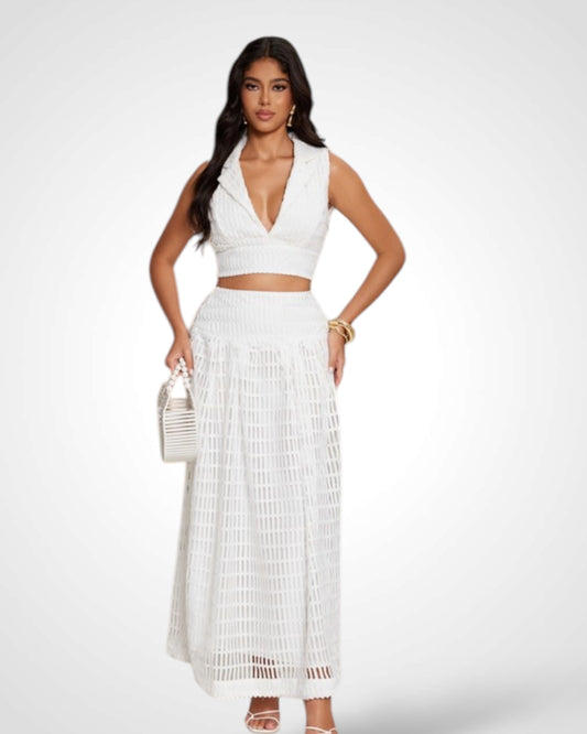 Crochet Solid Color Skirt Set