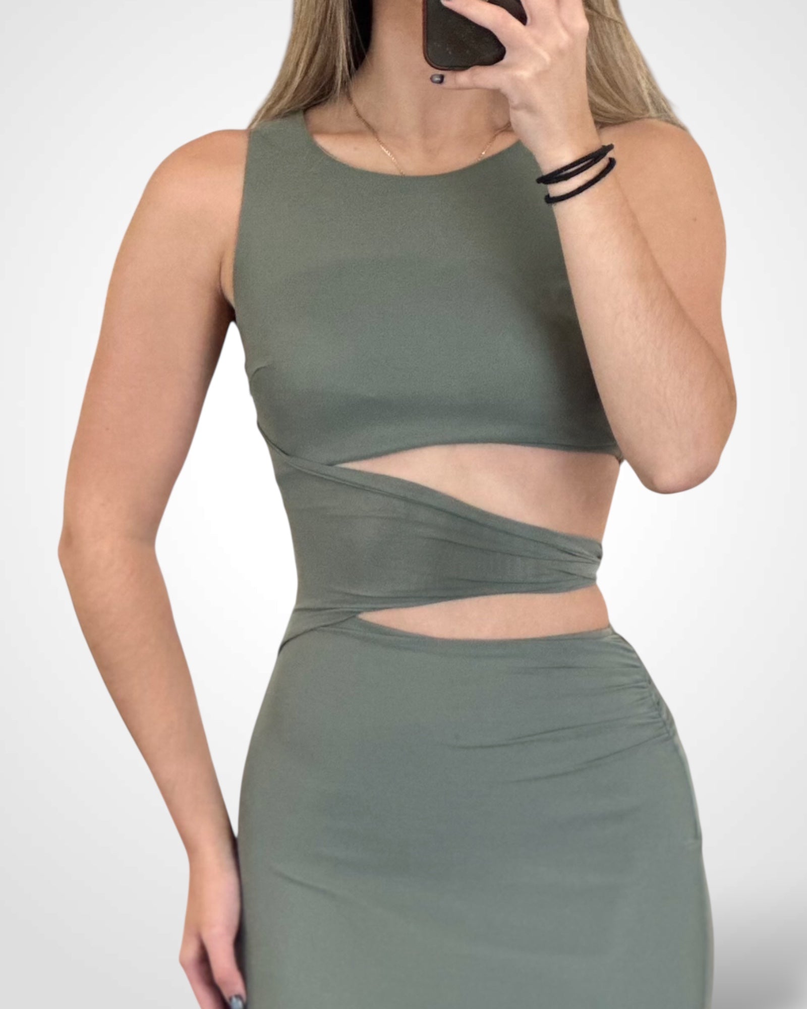 Asymmetrical Cutout Maxi Dress•-2