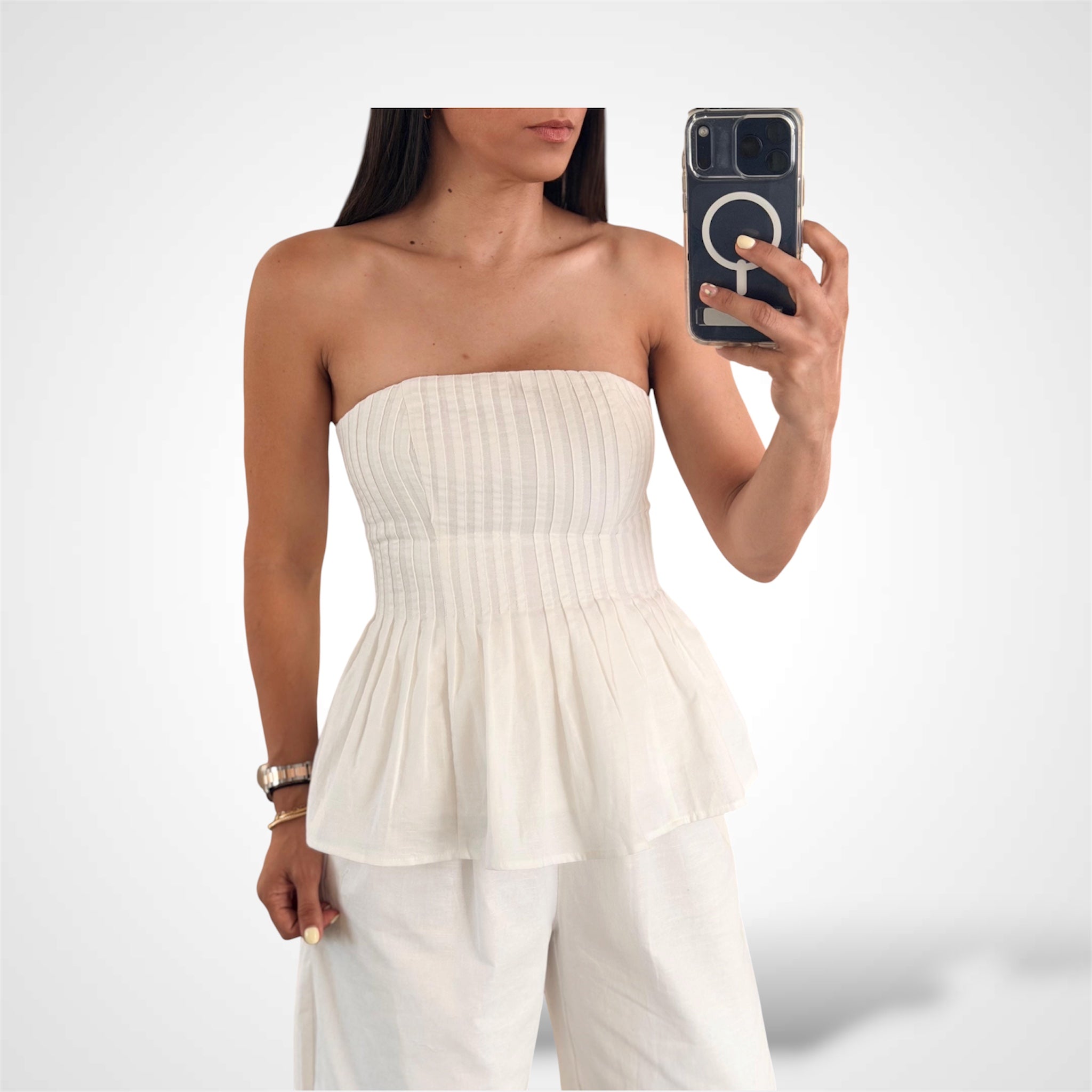 Strapless Pleat Detail Set-2