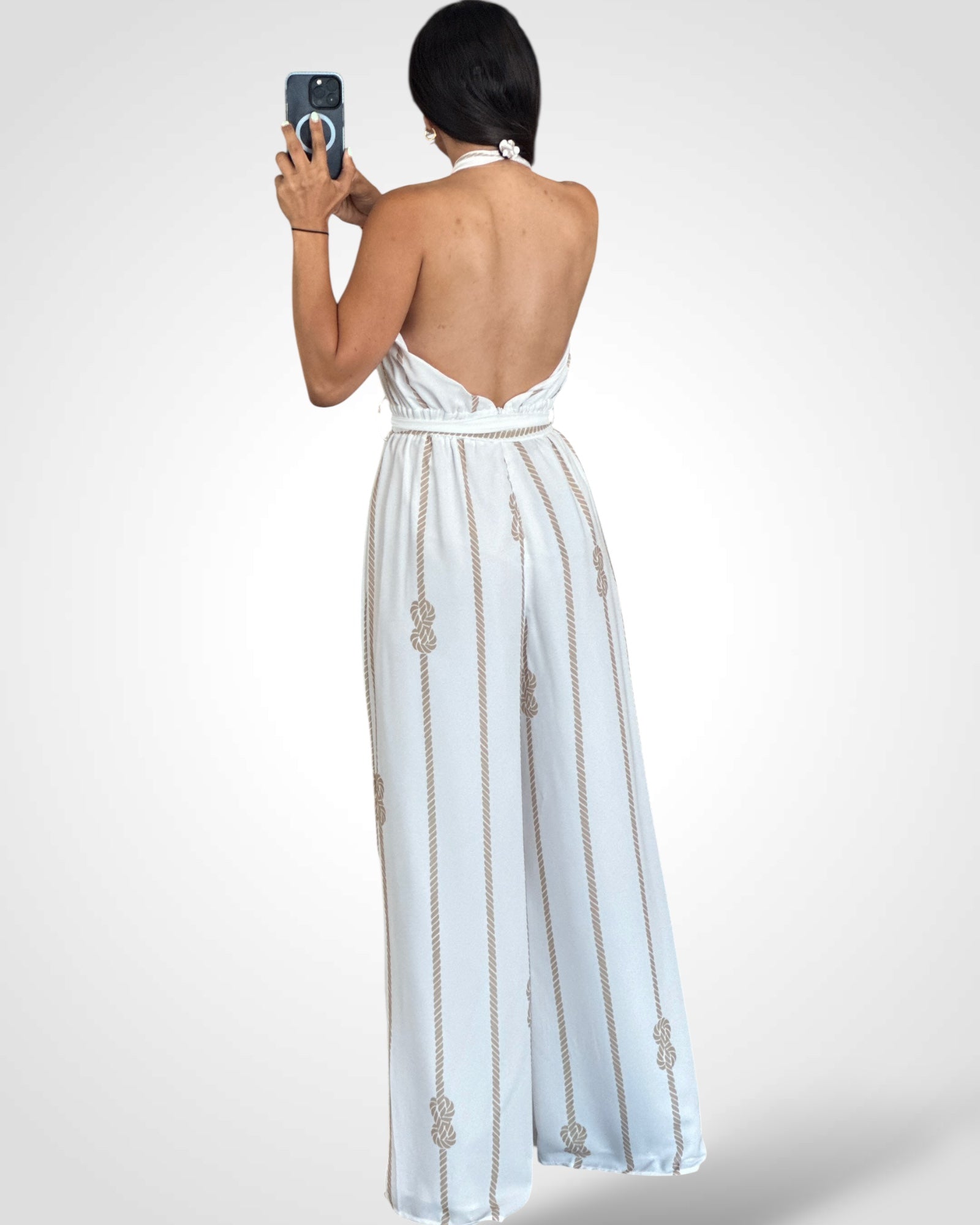 Cross-Halter Rope Detail Jumpsuit