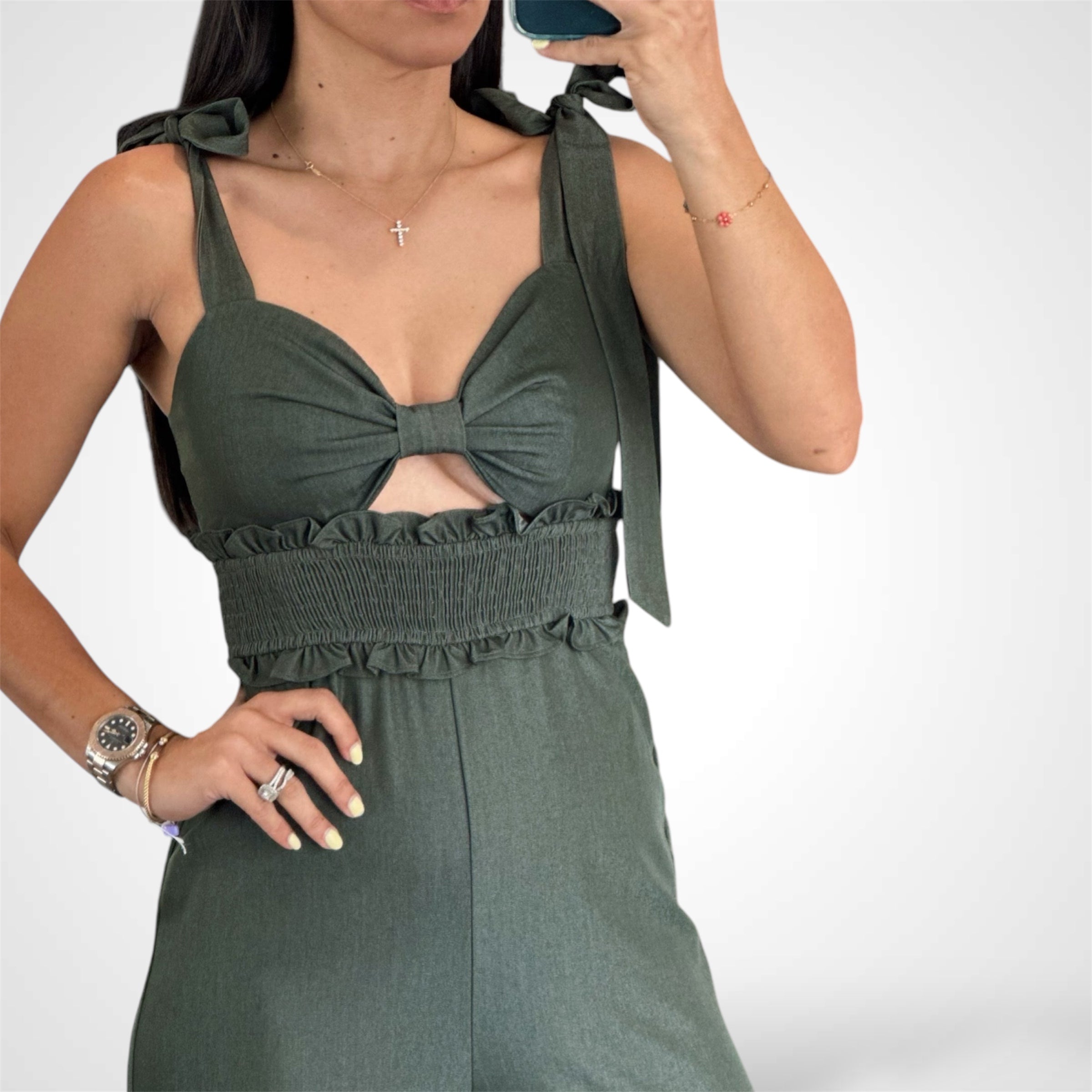 Smocking Wide Leg Jumpsuit•-2