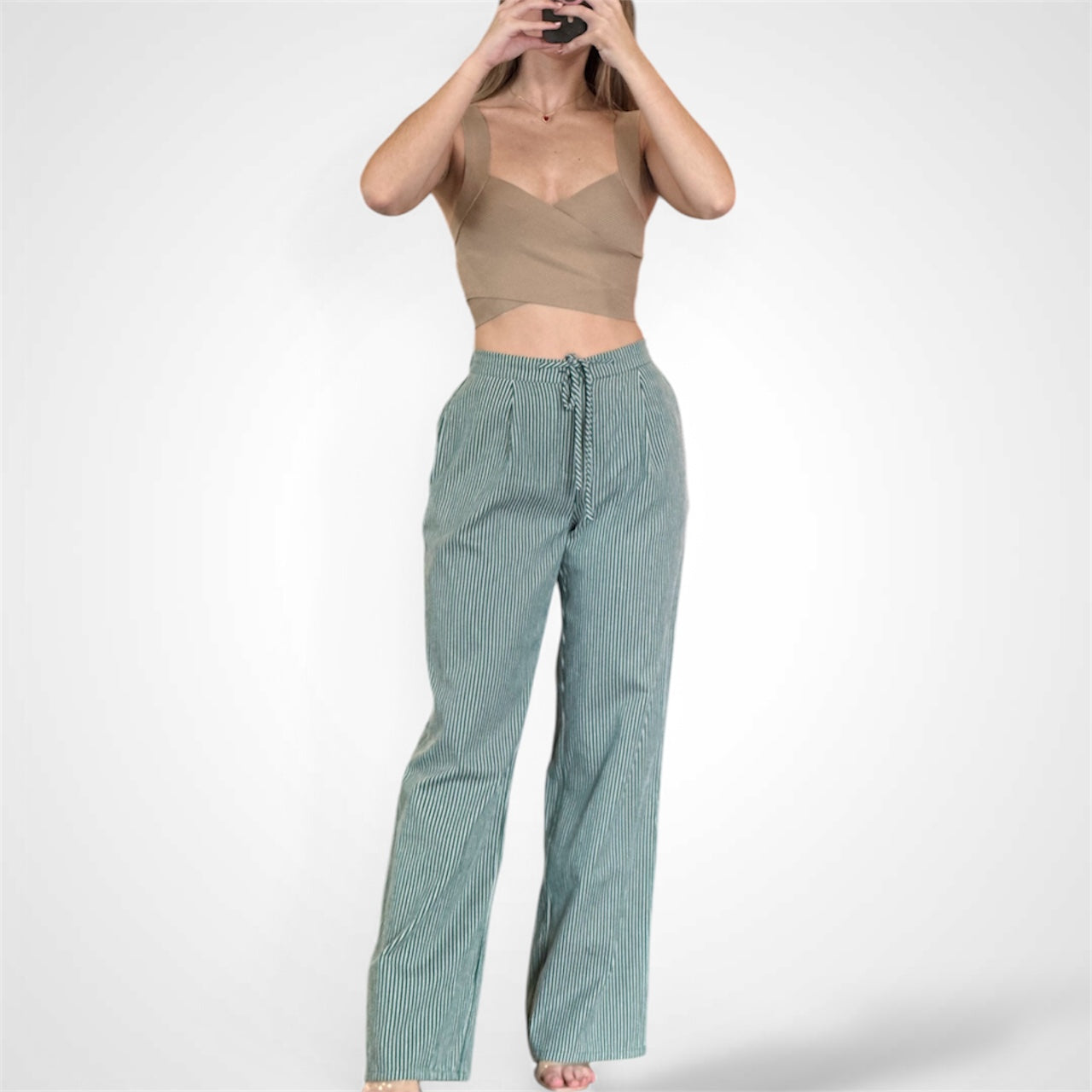 HUNTER STRIPE DRAWSTRING WIDE LEG PANTS•-2