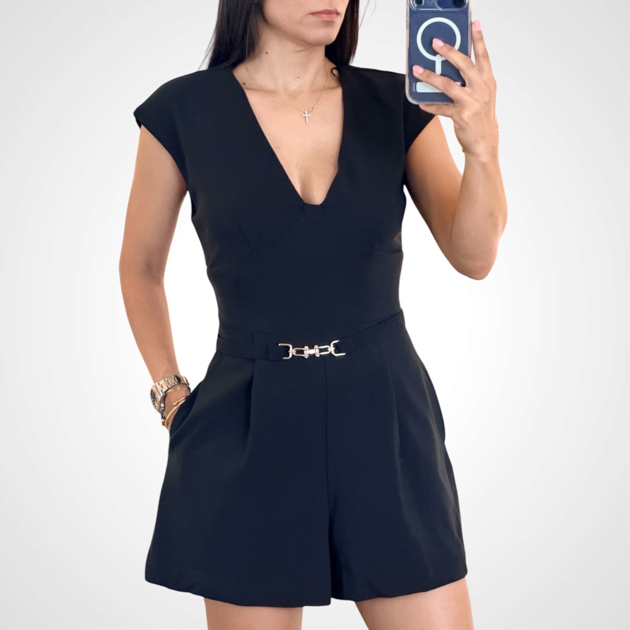 Black Woven Romper-2