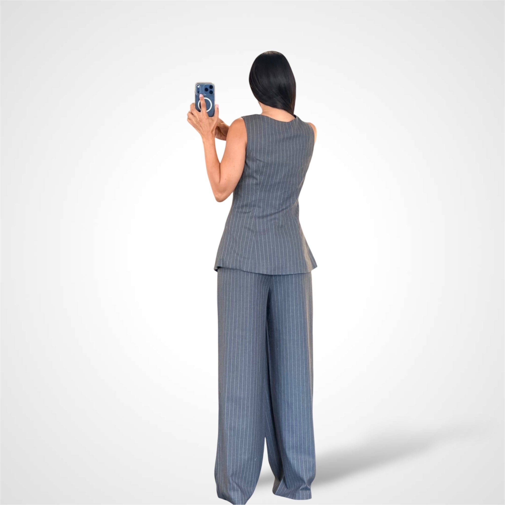Pin Stripe Vest And Long Pants-3