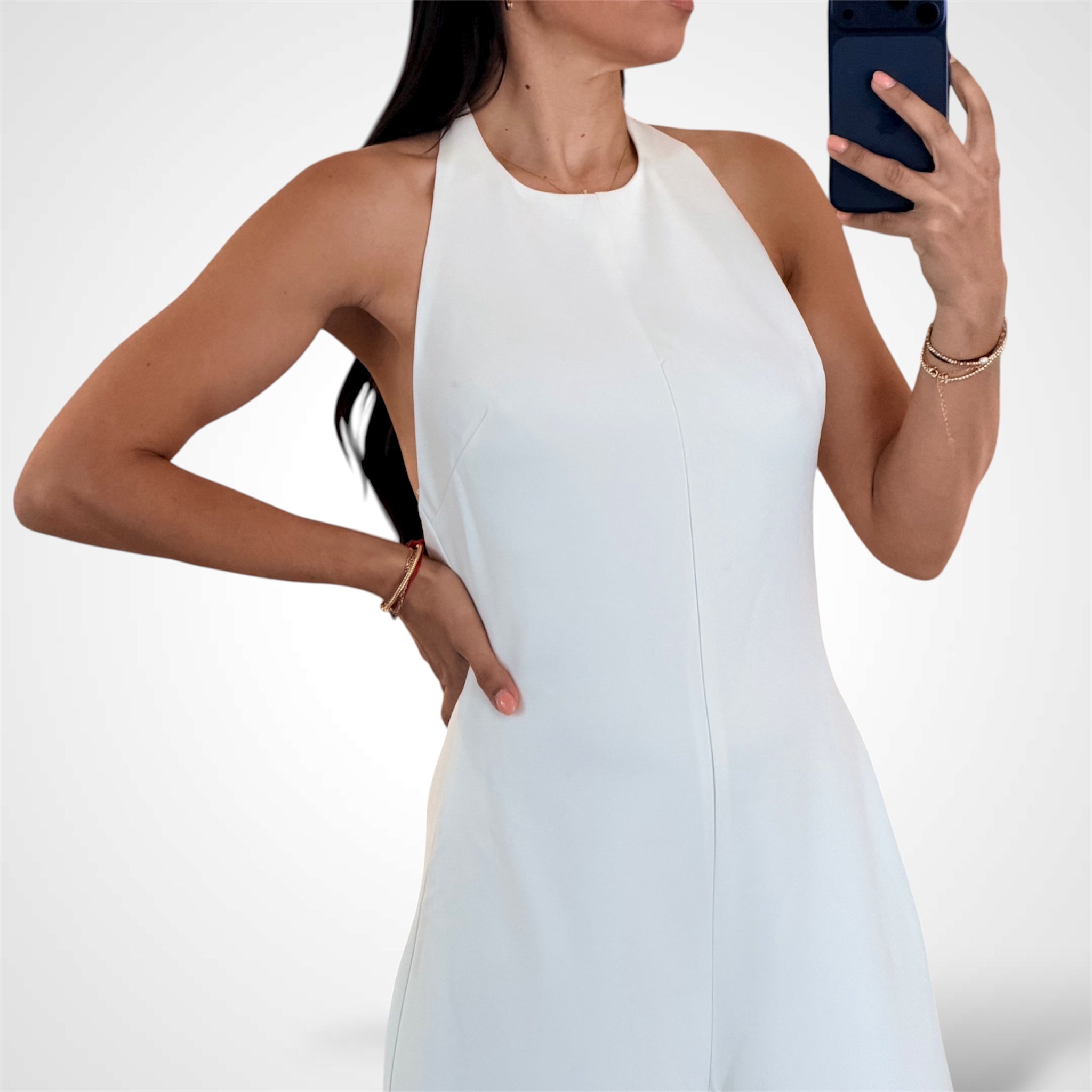 OFF WHITE HALTER LONG JUMPSUIT