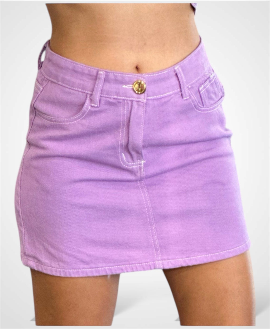 Lavender Denim Mini Skirt