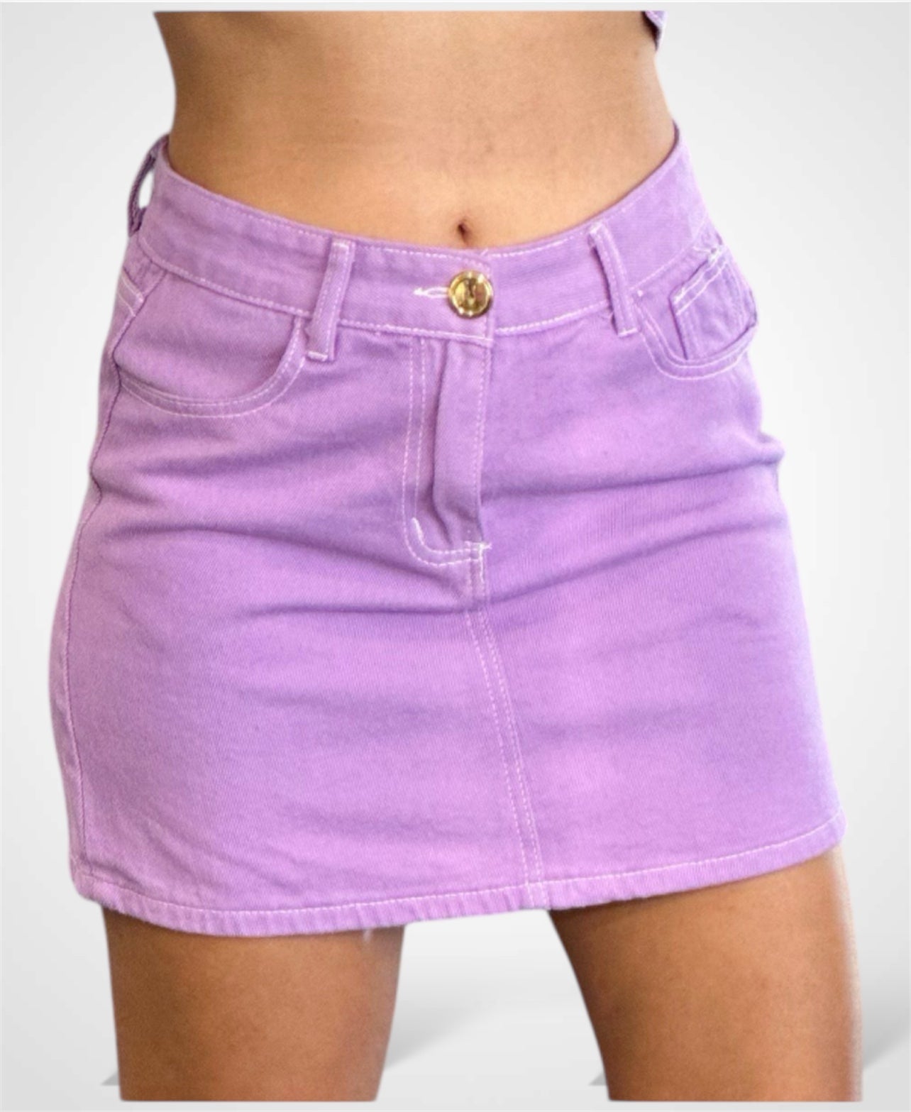 Lavender Denim Mini Skirt