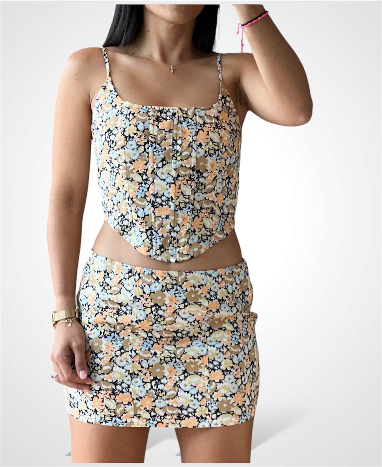 Floral Print Mini Skirt-2