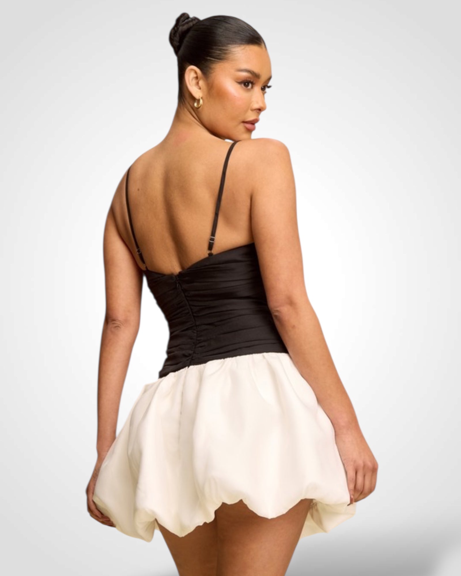 2tone Ruched Bubble Dress•-4