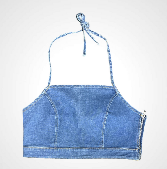 Denim Halter Crop