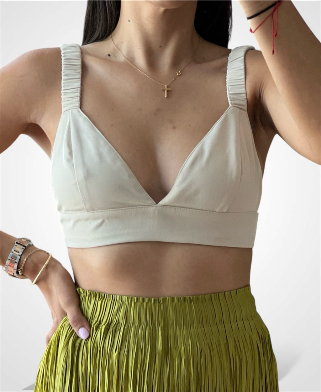 ELASTIC SHOULDER STRAP BRALETTE TOP