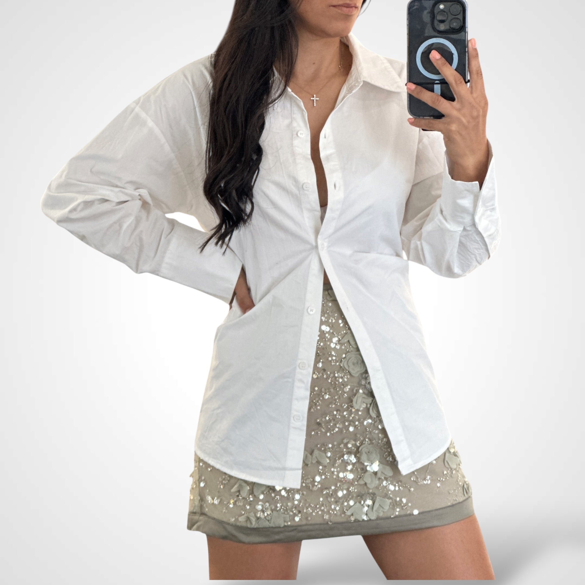 OFF WHITE BACK-TIE DETAIL LONG SLEEVE SHIRT