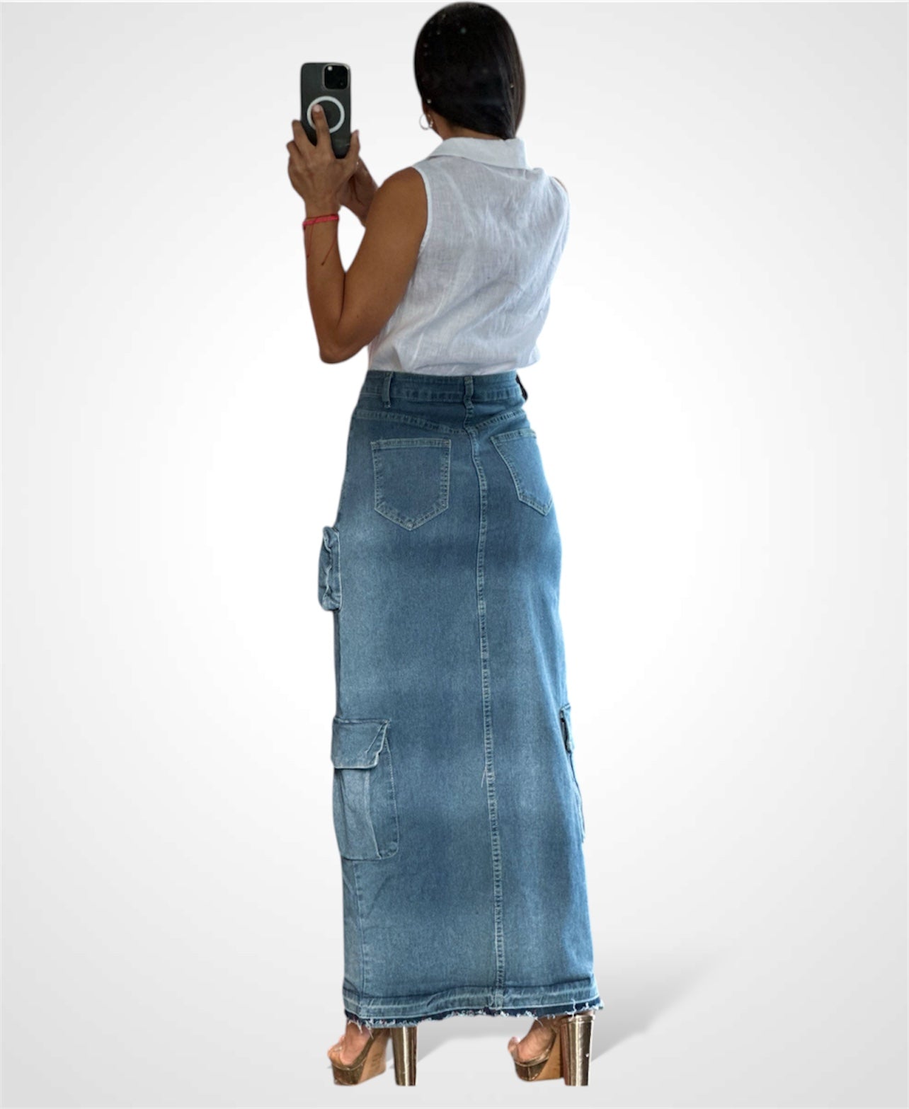 White Linen Neck Top