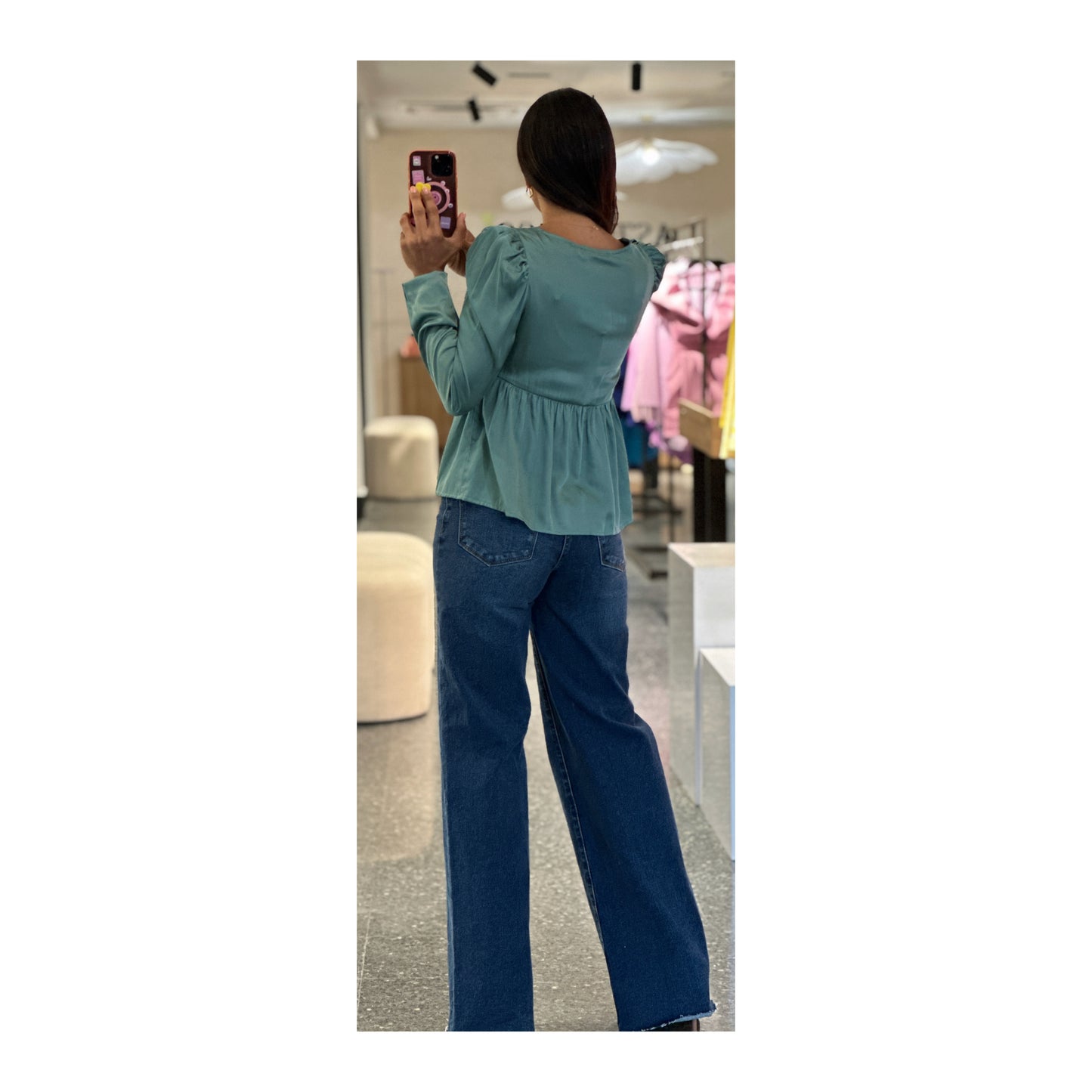 PUFF SLEEVE SATIN TOP