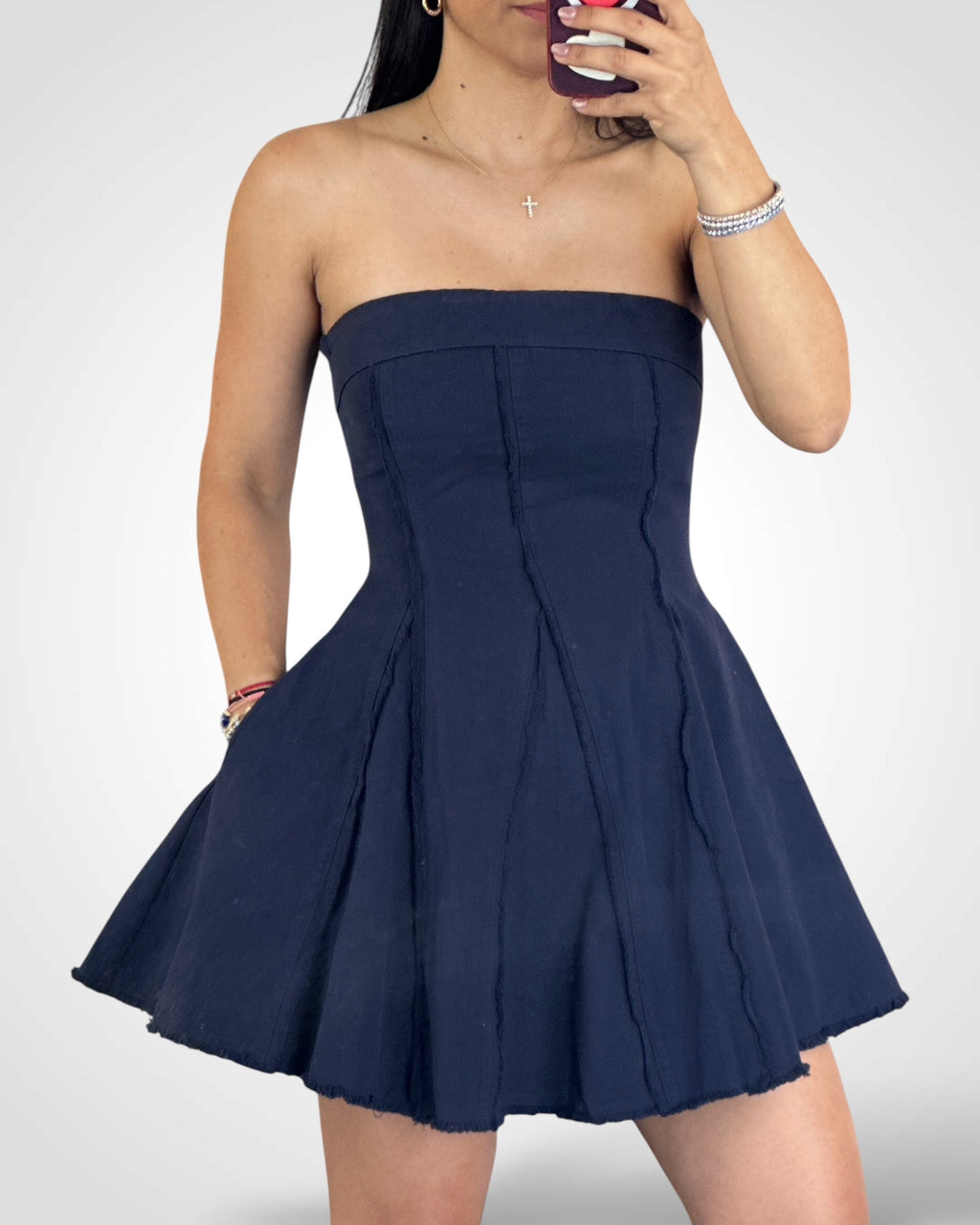 Strapless Denim Mini Dress